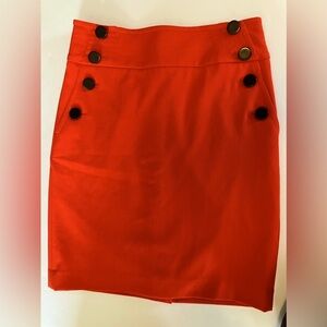 LOFT Petites Women’s Skirt, Size 4P, Orange with Black Buttons